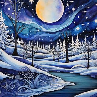 Winter Wonderland Batik Landscape