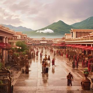 Roman Empire Cityscape Under a Dramatic Sky