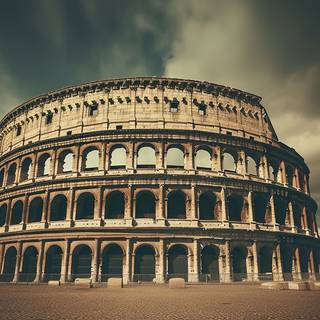 Roman Empire Cityscape Under a Dramatic Sky
