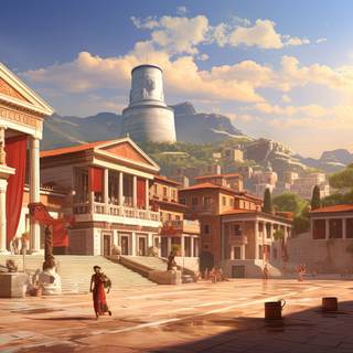 Roman Empire Cityscape Under a Dramatic Sky