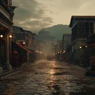 Roman Empire Cityscape Under a Dramatic Sky