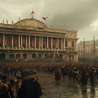 Roman Empire Cityscape Under a Dramatic Sky