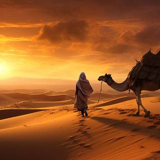 Vast Open Desert Sunrise Nomadic Resilience