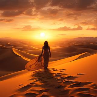 Vast Open Desert Sunrise Nomadic Resilience