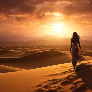 Vast Open Desert Sunrise Nomadic Resilience