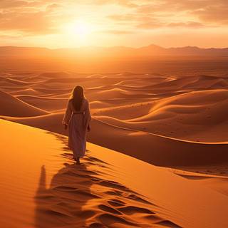 Vast Open Desert Sunrise Nomadic Resilience