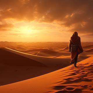 Vast Open Desert Sunrise Nomadic Resilience