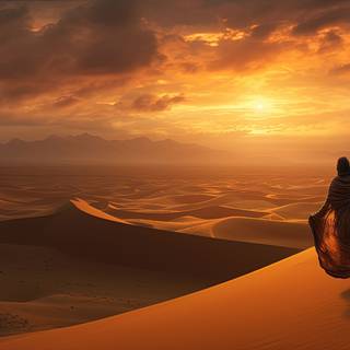 Vast Open Desert Sunrise Nomadic Resilience