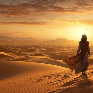 Vast Open Desert Sunrise Nomadic Resilience