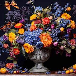 Fading Petals in the Sky Flowers and Butterflies