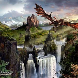 Flying Dragon in Landscape