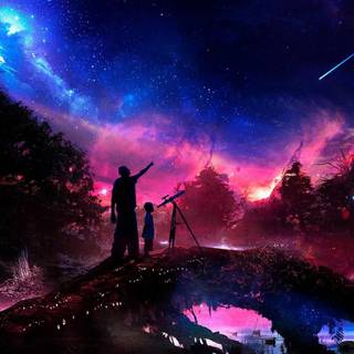 A Man and his Son at Twilight