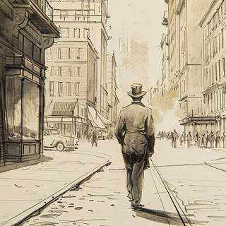 Men Walking in New York at 1850