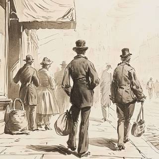 Men Walking in New York at 1850