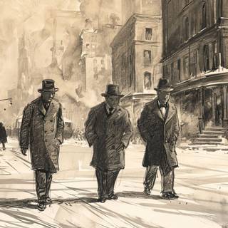 Men Walking in New York at 1850