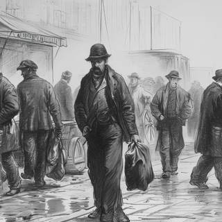 Men Walking in New York at 1850