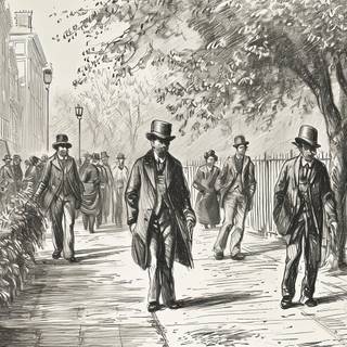 Men Walking in New York at 1850