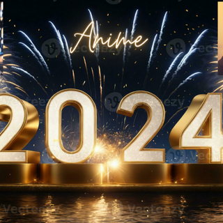 Happy New Years 2024 Black Anime Chromebook & Desktop Wallpaper