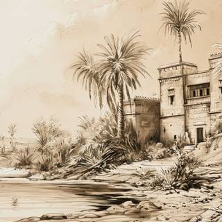 Ancient Egyptian Village Landscape