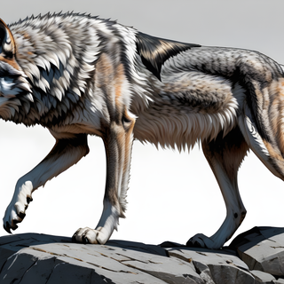 Timber wolf on rock 3