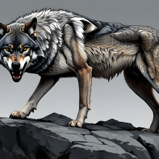 Timber wolf on rock 2