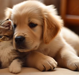 cute puppy and kitten 