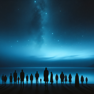Blue Aesthetic Night Sky Silhouettes by QuantumCurator