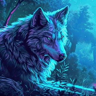 Ethereal Wolf in Mystical Forest