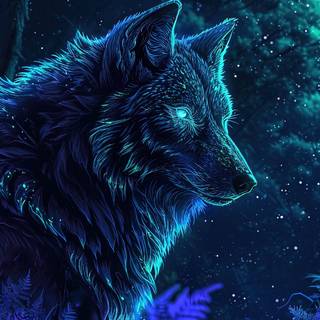 Ethereal Wolf in Mystical Forest