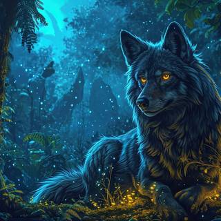 Ethereal Wolf in Mystical Forest