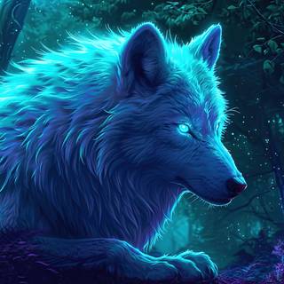 Ethereal Wolf in Mystical Forest