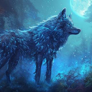Ethereal Wolf in Mystical Forest