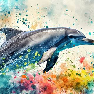 Playful Dolphin Watercolor