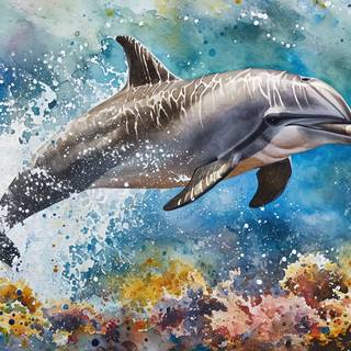 Playful Dolphin Watercolor