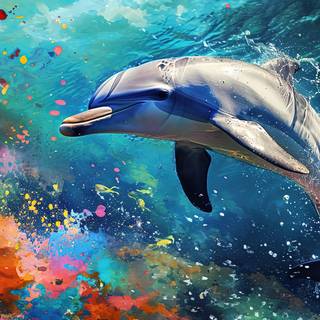 Playful Dolphin Watercolor