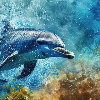 Playful Dolphin Watercolor