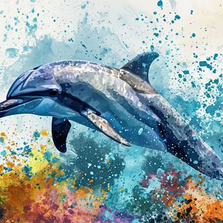 Playful Dolphin Watercolor