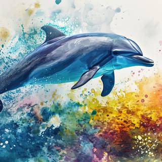 Playful Dolphin Watercolor