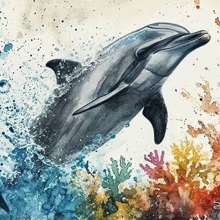 Playful Dolphin Watercolor