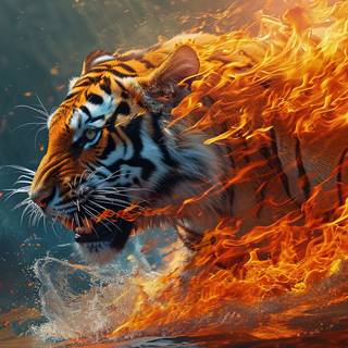 Flaming Tiger Stylized Art
