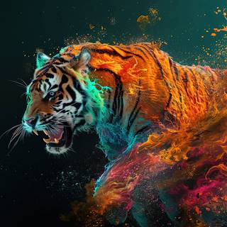 Flaming Tiger Stylized Art