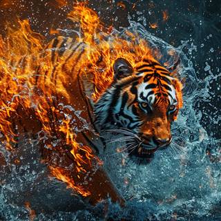 Flaming Tiger Stylized Art