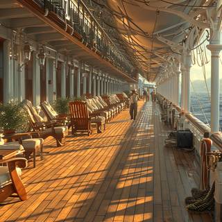 Strolling on Titanics Promenade Deck