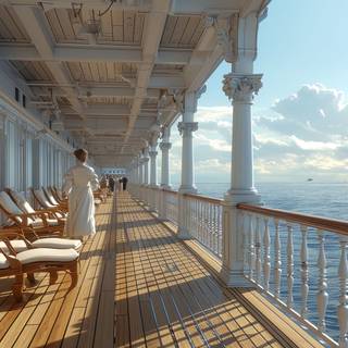 Strolling on Titanics Promenade Deck