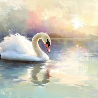 Graceful Swan on Serene Lake
