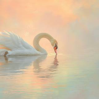 Graceful Swan on Serene Lake