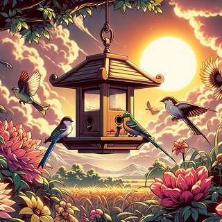 Bird Feeder Sunset by robokobot