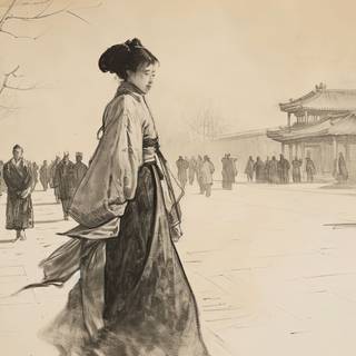 Women Walking in Pejing at 1900