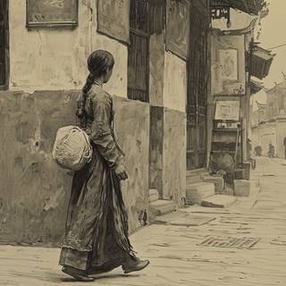 Women Walking in Pejing at 1900