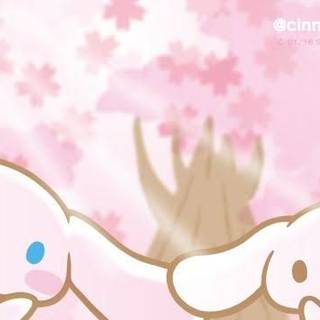Cinnamoroll and Milk with a Cherry Blossom Tree